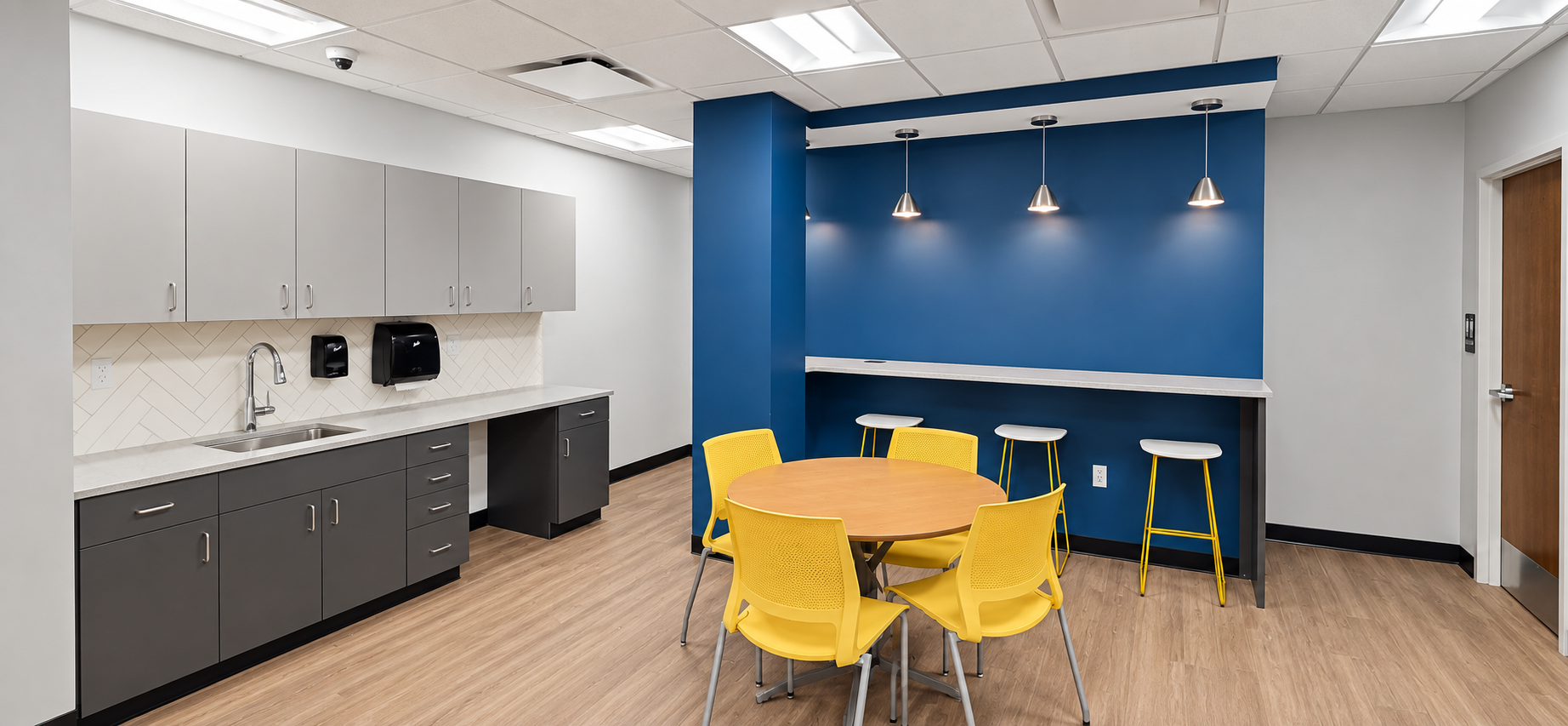 Finished employee breakroom at First Financial Bank
