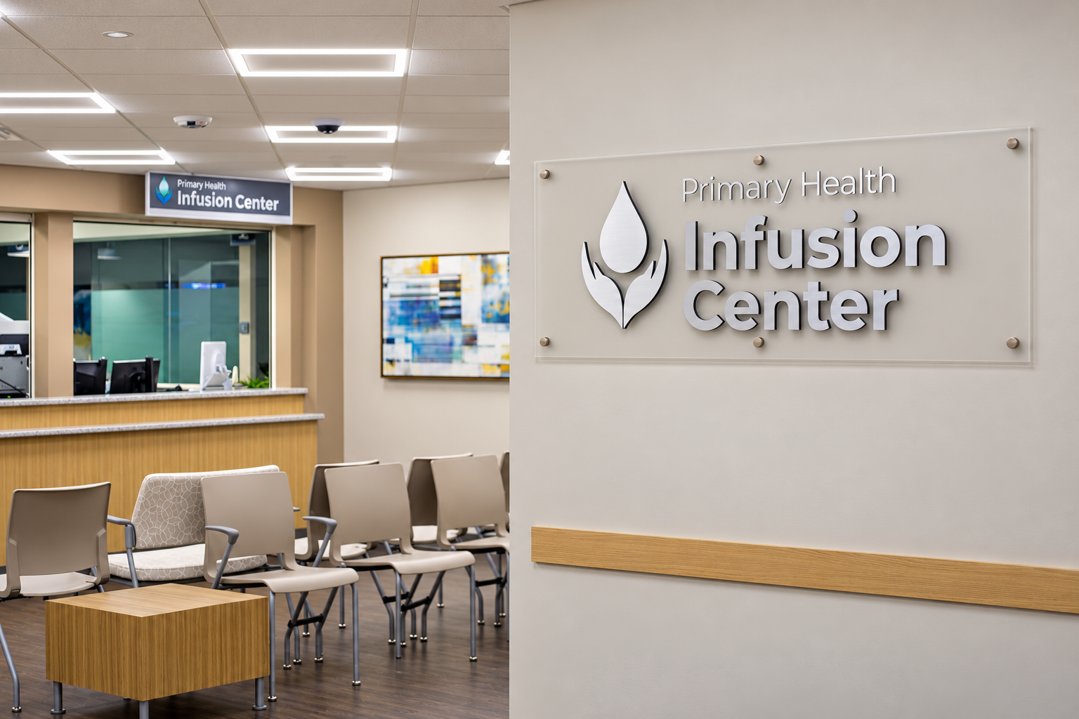 Finished waiting area at Primary Health Infusion Center